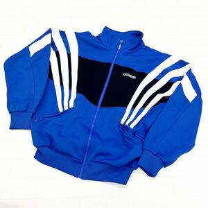 1215◎ 90s オールド adidas アディダス トップス ジャージ 長袖 フルジップ ロゴ 刺繍 カジュアル ブルー メンズS