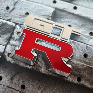 日産 GT-R エンブレム【メッキ&レッドB】R35 GTR ジーティーアール スカイライン フェアレディZ エクストレイル ノート セレナ キックス