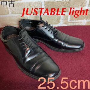 【売り切り!送料無料!】A-157 JUSTABLE light!ビジネスシューズ!靴!25.5cm!仕事!冠婚葬祭!ビジネス!ストレートチップ!中古!