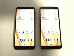 【中古品】2台セット AQUOS sense3 basic SHV48 32GB ピンク SIMフリー バッテリ良好 ネットワーク利用制限確認【○】KUB240325030-31