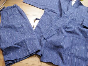 新品タグ付　甚平 阿波 しじら織 正藍染 伝統工芸 Mサイズ　紳士 メンズ 男性 パジャマ 