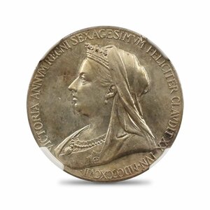 【★１円スタート】イギリス 1897 ヴィクトリア女王 オールドヘッド 戴冠60周年記念 ダイヤモンドジュビリー 銀メダル NGC UNC DETAILS