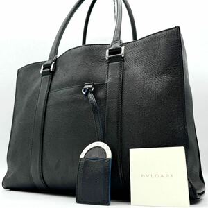 1908【最高峰】BVLGARI MAN ブルガリマン トートバッグ ビジネスバッグ 通勤鞄 肩掛け サークルロゴ チャーム A4可能 レザー 本革 メンズ