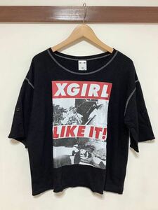 せ1140 X-girl エックスガール 5分袖Tシャツ レディース 2 ブラック