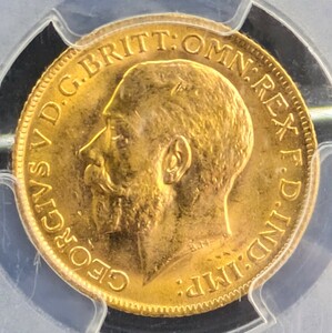 高鑑定！★1913年 イギリス ジョージ5世 ソブリン金貨 PCGS MS64 ゴールド アンティーク コイン 資産保全 ピストルッチ 竜退治 現物資産