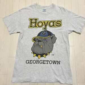 80s USA製 Hanes BEEFY Hoyas GEORGETOWN カレッジ プリント ビンテージ 半袖Tシャツ
