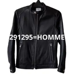 291295=HOMME シングルライダースジャケット 羊革 ブラック サイズ2