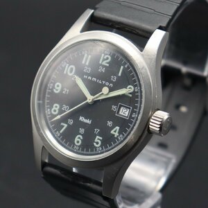 HAMILTON Khaki ハミルトン カーキ 6361 クォーツ 24時表示 ブラック文字盤 デイト 新品ラバーベルト メンズ腕時計