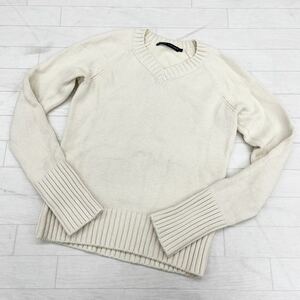 1299◎ RALPH LAUREN ラルフローレン トップス プルオーバー ニット セーター 長袖 カシミヤ 混合 無地 オフホワイト レディースL