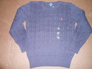 ■ラルフ■新品110cm 紺色のケーブル編みコットンセーター