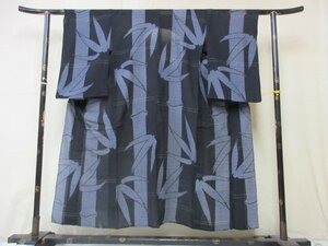 1円 中古 正絹 着物 小紋 紗 夏物 和装 和服 アンティーク 大正ロマン 竹 笹 草花 高級 単衣 身丈143cm 裄65cm【夢職】★★★