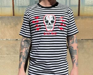 DICE MAGAZINE ダイスマガジン Skull & Stripes Tシャツ ブラック L