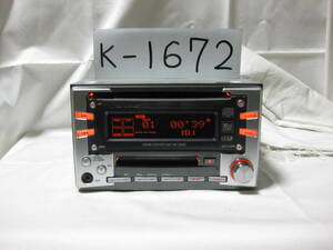 K-1672　MITSUBISHI ミツビシ 三菱　MC-W500-WS　MDLP　フロント AUX　2Dサイズ　CD&MDデッキ　故障品