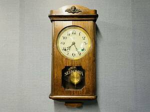 【オーバーホール済み！】 セイコー TRADE MARK S 古時計 精工舎 SEIKO 柱時計 振り子時計 柱時計 アンティーク時計 木製 時報機能付き
