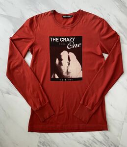 希少 美品 名作 DOLCE&GABBANA THE CRAZY ONE フォト プリント カットソー 44 レッド ドルチェ&ガッバーナ ロング Tシャツ ロンT 激レア