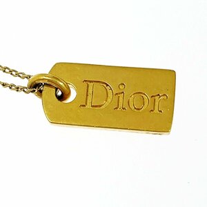 【1円スタート】Christian Dior クリスチャンディオール GP Diorロゴ プレート ゴールド ネックレス 271460