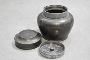 【英】A927 時代 錫茶入 中国美術 朝鮮 日本 錫製 茶道具 茶器 骨董品 美術品 古美術 時代品 古玩