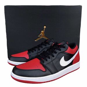 【新品】NIKE AIR JORDAN 1 LOW ナイキ エアジョーダン1 ロー メンズ スニーカー US10/28㎝ 黒 赤 白 レザー ウィング ジャンプマン 未使用