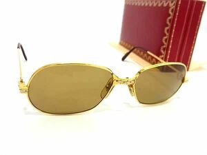 1円 ■美品■ Cartier カルティエ トリニティ 56□17 サングラス メガネ 眼鏡 メンズ レディース ゴールド系 FC3792