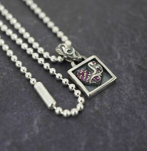 クロムハーツ★フレームドCHハート/ルビーパヴェ/新品加工/ボールチェーン/インボイス/1円から！CHROME HEARTS