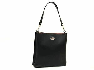 1円 ■美品■ COACH コーチ CA214 レザー ワンハンドル ワンショルダー トートバッグ ハンドバッグ 肩掛けかばん ブラック系 BJ2772