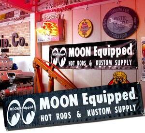 送料520円！　MOON Equipped Black ビニール バナー　MoonEyes