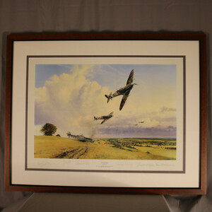 Robert Taylor/ロバートテイラー　「EAGLES PREY」 リトグラフ　額付き　スピットファイア　Me109 　航空絵画　