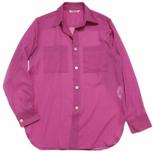 AURALEE WOOL RECYCLE POLYESTER SHEER CLOTH SHIRT シアーシャツ 定価35,200円 size1 PURPLE A21SS01RM オーラリー