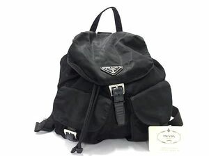 1円 PRADA プラダ B2811F テスートナイロン リュックサック バックパック メンズ レディース ブラック系 AY4871