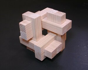 【現代アート】12本組木(段違い型) 難易度5 組木パズル 極美品 新品未使用 組木細工