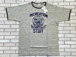 未使用　ウエアハウス　WAREHOUSE　半袖Ｔシャツ　サイズＬ　日本製　4059　RECREATION　H.GRAY×BLACK