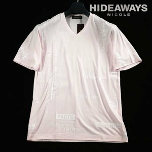 新品1円～★HIDEAWAYS NICOLE ハイダウェイ ニコル メンズ 半袖 総柄半袖プリントTシャツ 48 L ピンク カットソー ◆1103◆