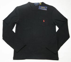 ●POLO RALPH LAURENポロラルフローレン長袖Tシャツ(黒,胸ポケット付,US-XS(JP-S))新品