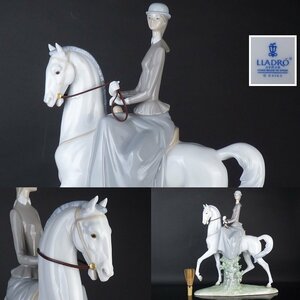 【扇屋】リヤドロ 白い馬の少女 高さ 約44.5cm 幅 約36cm 白馬 馬 女性 フィギュリン 置物 LLADRO E-3