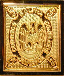 9 南アメリカ ボリビア コンドル 紋章 国鳥 最初の切手 コレクション 国際郵便 限定版 純金張り 24KTゴールド 純銀製 メダル コイン