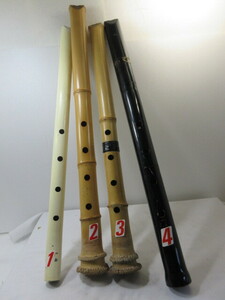 712☆ しゃくはち 尺八 竹製和楽器 木管楽器 古道具 昭和レトロ 当時物 長期保存品 4本 ☆