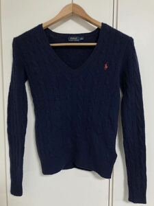 POLO RALPH LAUREN（ポロラルフローレン）のカシミヤ混ケーブルニット　送料無料　ネイビー　紺　XSサイズ　セーター