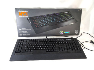◆Steelseries APEX□ ゲーミングキーボード 64155 有線 ライト ブラック カラー 箱付き キーボード USB パソコン
