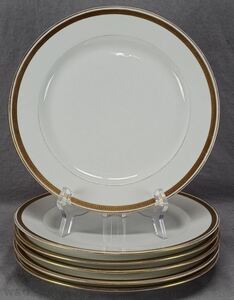 1905-1930年代PLリモージュ黒＆金縁9 3/4インチ皿6枚セット