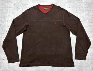 00s Timberland Vネック フットボール Tシャツ 長袖Tシャツ　　Y2K 00年代 ティンバーランド ロンT 大きいサイズ 日本サイズXL以上 柳9425
