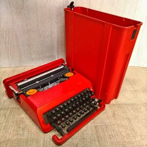 E603-ST22-111 olivetti オリベッティ valentine バレンタイン ポータブル手動タイプライター 赤バケツ入り アンティーク 昭和レトロ ⑥