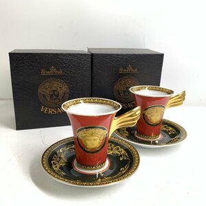 f001 N 未使用保管品 ヴェルサーチェ ２客セット Versace エスプレッソ ティー コーヒー カップソーサー Rosenthal ローゼンタール まとめ