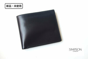 【4月末限定セール】送料無料★新品｜未使用｜シンプソン　ロンドン｜SIMPSON LONDON｜W15｜2つ折り財布｜ブライドルレザー｜ネイビー