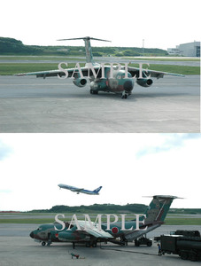 D【航空機写真】Ｌ版２枚　航空自衛隊　C-1輸送機　那覇基地