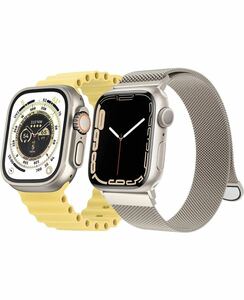 Apple Watch バンド 2枚セットiWatch 38/40/41mm対応 アップルウォッチオーシャンバンド ステンレス鋼ミラネーゼループ バンド