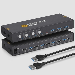 送料無料★4K KVMスイッチ HDMI、フルUSB3.0ポート、4台のPCコンピュータが1台のモニタを共有、KVM 切替器