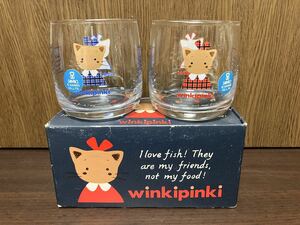 未使用 1991年 当時物 SANRIO winki pinki mini glass サンリオ ウィンキー ピンキー ミニ グラス MADE IN JAPAN 日本製 ペア SET