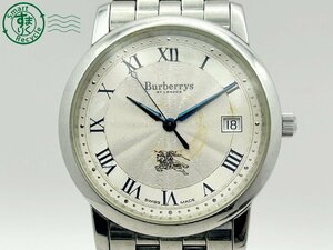 2404604813　 ◇ Burberrys バーバリー 12000G シルバー文字盤 デイト 3針 ラウンドフェイス メンズ クォーツ QUARTZ QZ 腕時計 中古