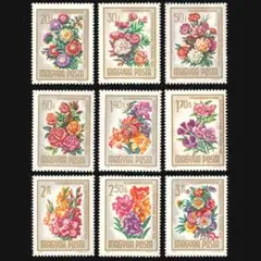 k5151 花 ハンガリー 1965年 外国切手9種 未使用【花切手】
