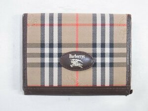 バーバリー BURBERRY パスケース カード入れ タータンチェック キャンバス 中古品